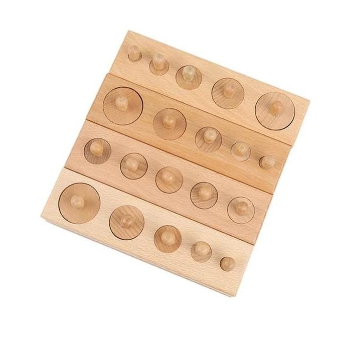 Aparatus Montessori Knobbed Cylinder Socket Silinder