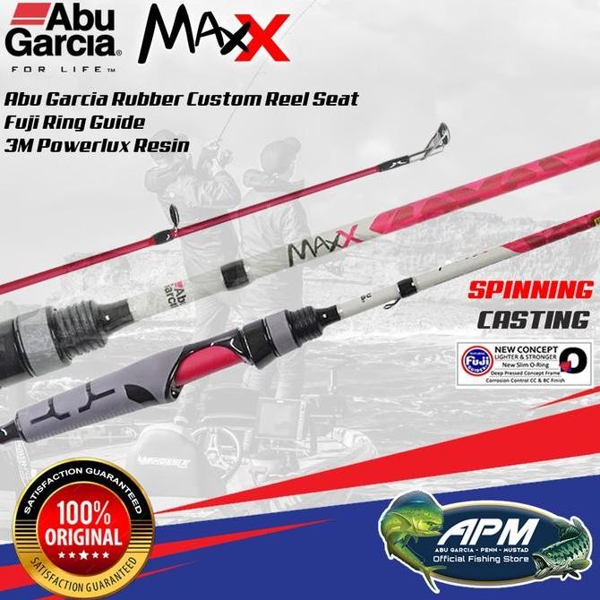 ABU GARCIA Joran Pancing Spinning dan Baitcasting MAX X 180cm - 210cm Sambung 2 Carbon Full Fuji Unt