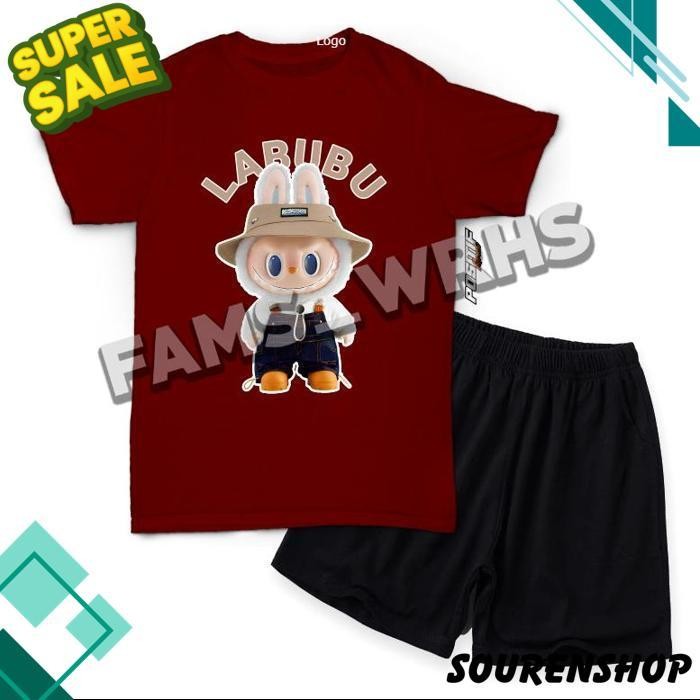 [Cod] Fams Wrhs Baju Kaos Anak Setelan Labubu Coklat Viral Laki Perempuan Jawa Timur