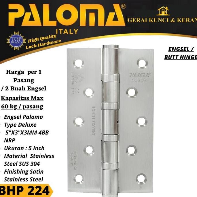 ENGSEL PINTU BHP 224 BUTT HINGE PALOMA DLX 5"X3"X3MM 4BB NRP ORIGINAL DAN TERPERCAYA