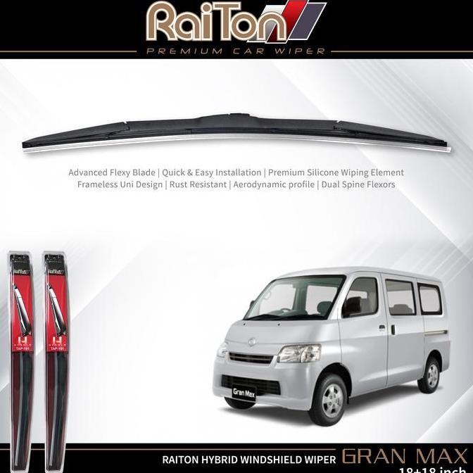 Raiton Sepasang Wiper Hybrid Kaca Depan Mobil Grand Max 18" & 18"