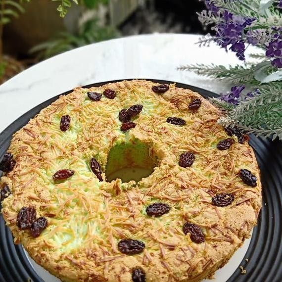 

Kue Bolu Pandan Topping Kismis Keju Shiffon Chiffon Enak Lembut Wangi