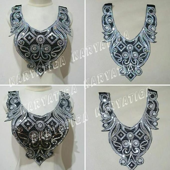 

~@~@~@~@] Renda Bordir Kerah Jahit / Iron On Full Payet Motif Grandeur (1 Pcs)