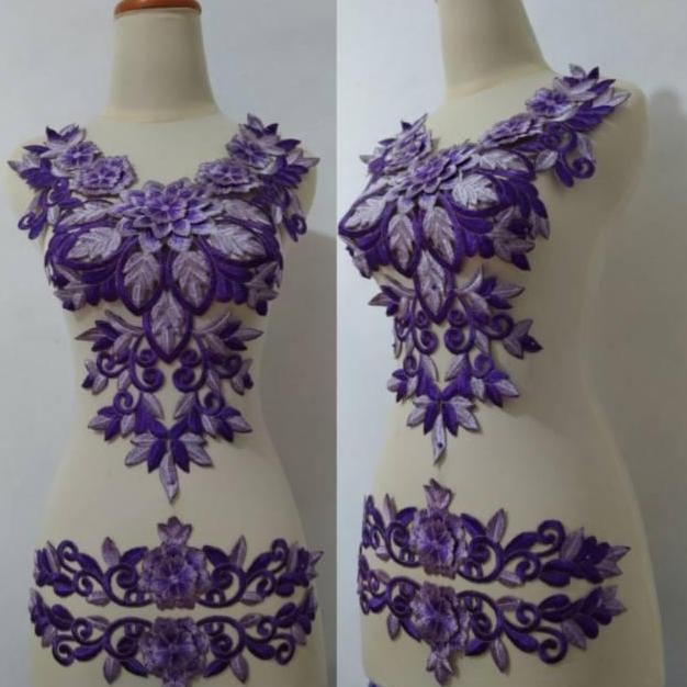 ] Renda Bordir Motif Borju Set Ungu