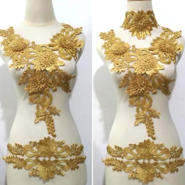 

_^_^_^] Renda Bordir Dahlia Set Emas