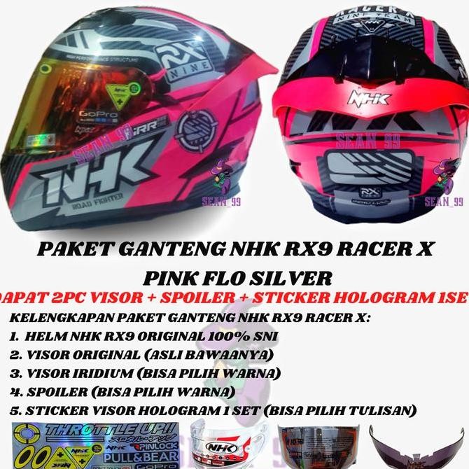 HELM NHK RX9 NHK RR X NINE PINK FLUO SILVER FULL F SNI