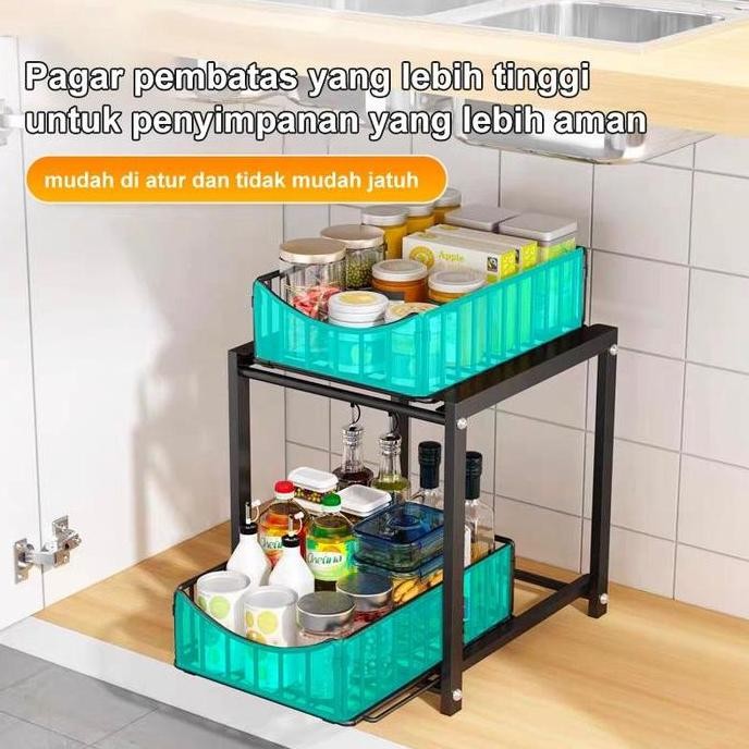 PROMO - Rak Dapur Bawah Wastafel Rak Kabinet Dapur Kitchen Rack Rak Lemari Dapur Keranjang Geser Lac