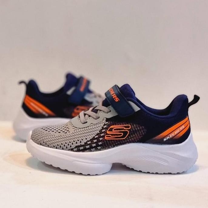 Sepatu Anak Laki Laki Sekolah Skechers Kids Premium Navy Grey / Abu