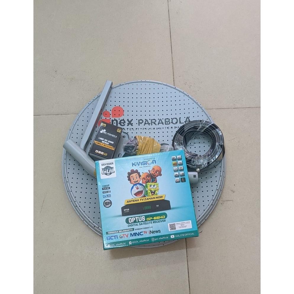 Satu Set Lengkap Paket Parabola Mini Nex / Kvision Abu Odu 45Cm ( Mess / Bolong Bolong )