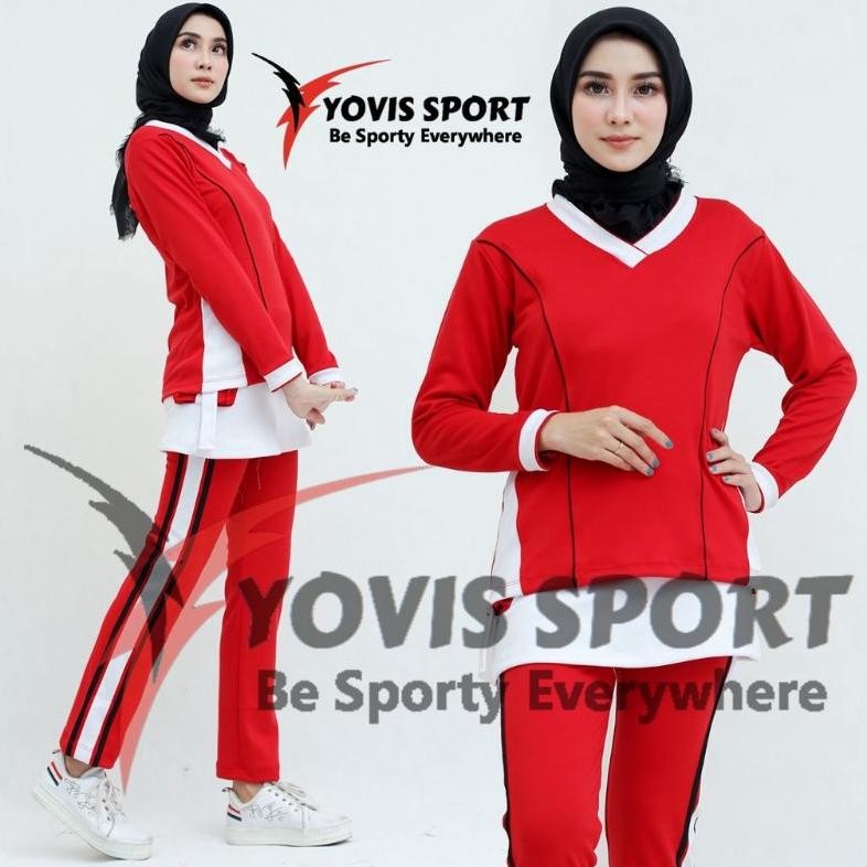 MMA-1318 New Setelan Baju Olahraga Senam Wanita Muslimah Stelan Baju Senam Yovis Baju Senam Zumba Ba