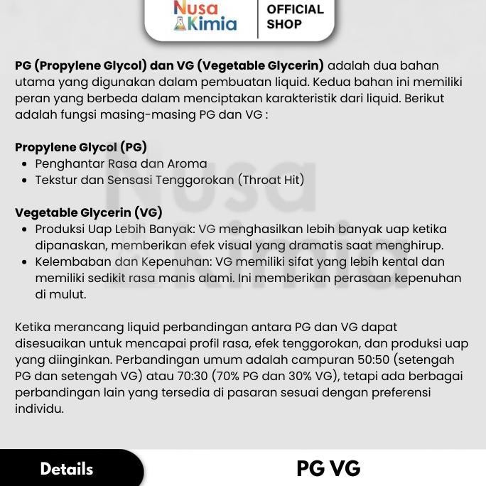 Paket Bundling VG (Vegetable Glycerin) + PG (Propylene Glycol) 500Gram