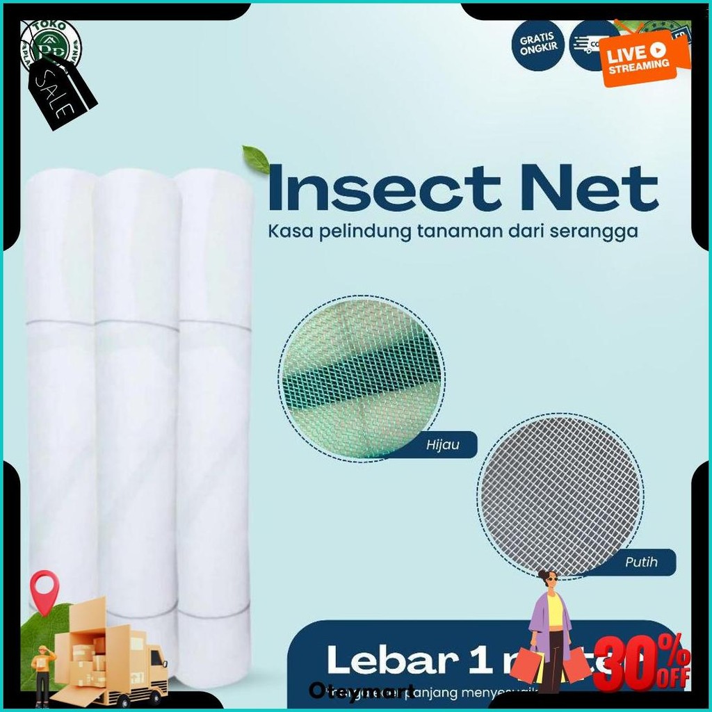 Insect Net Lebar 1 Meter - Jaring Penghalang Serangga Greenhouse - Jaring Kasa Insect Net Cod