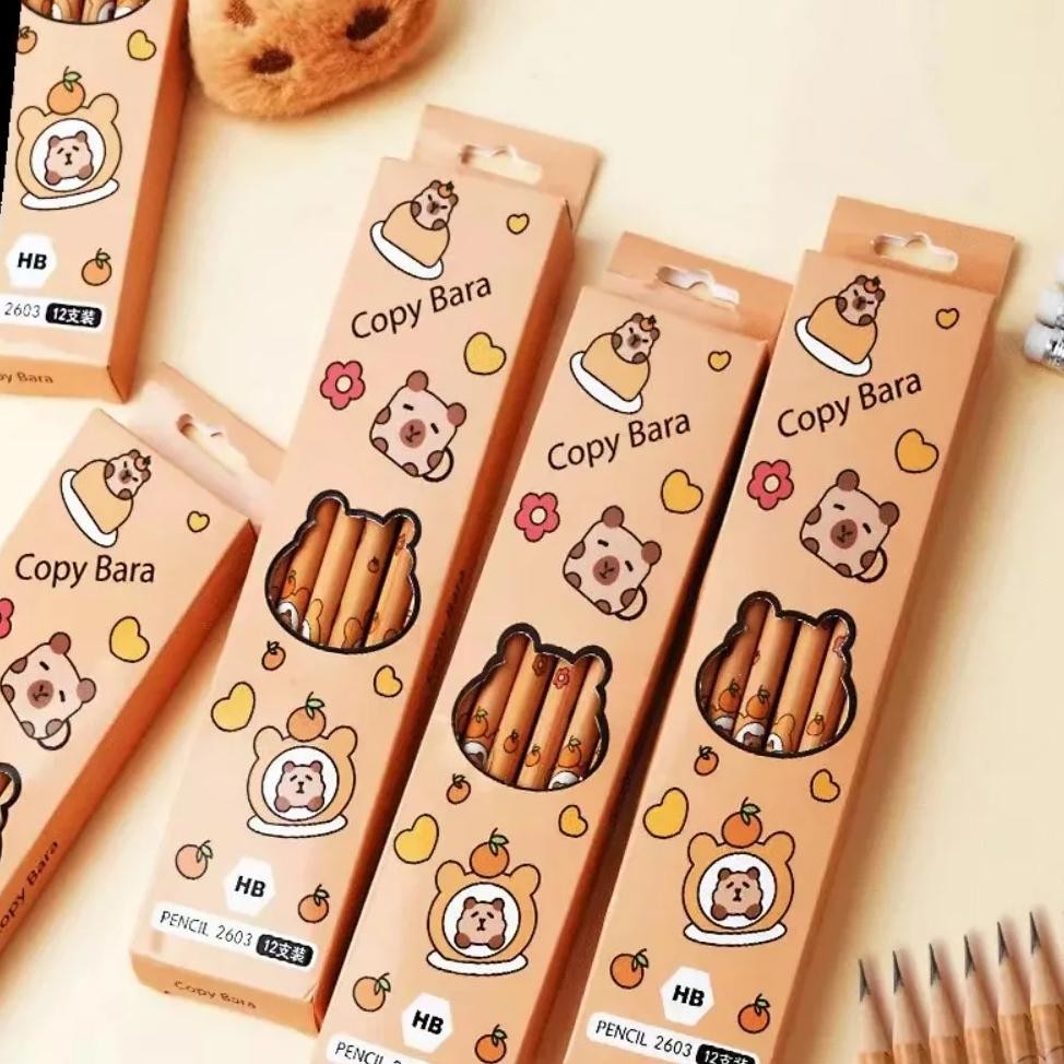 

12Pcs/Set School Supplies Capybara Writing Pencil Cartoon Hb Wood Pencil Drawing Stationery For Children Student