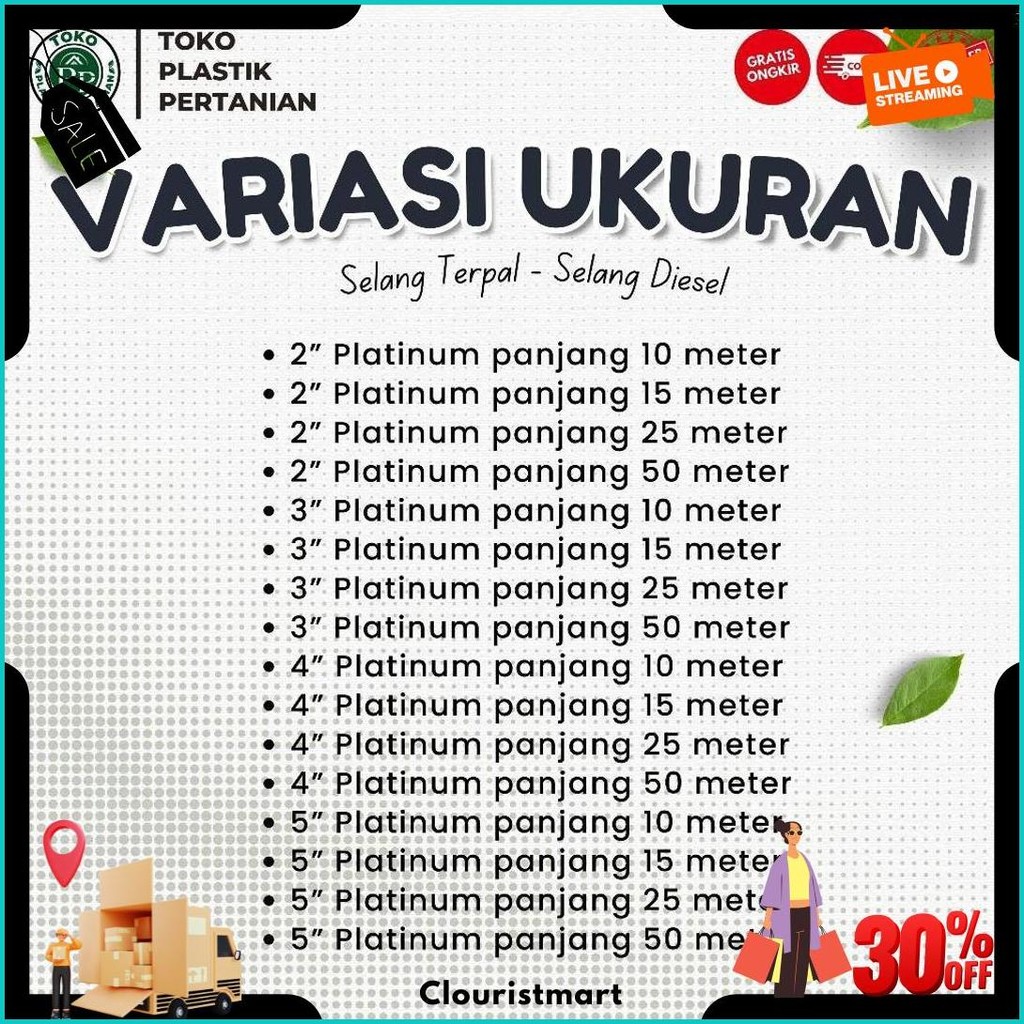 Selang Terpal Plastik 5 Dim 25Cm Panjang 25 Meter - Selang Diesel Bisa Cod