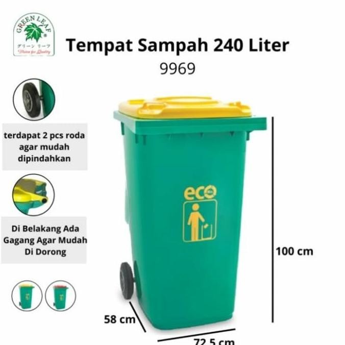 Tong Sampah Besar Roda 240 Liter Tebal/Tempat Sampah Besar 240Ltr