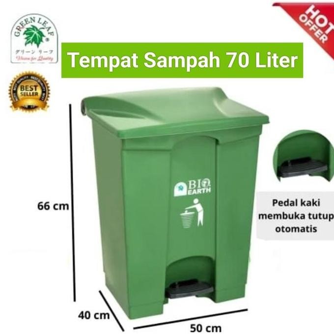 Tempat Sampah Injak Segi 70 Liter 2170 Green Leaf/Tong Sampah Injak