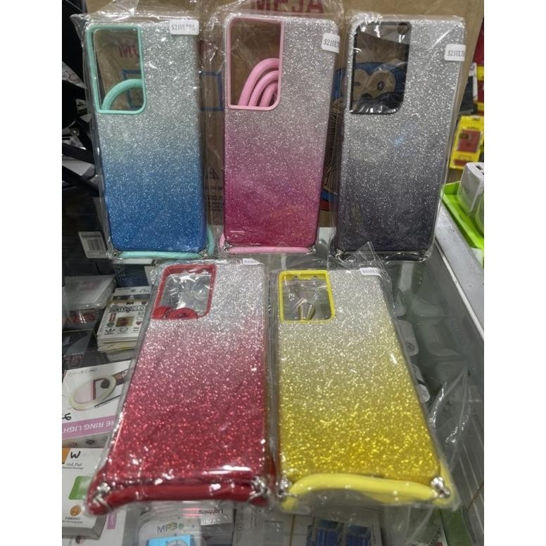 Prermium Case Gliter Tali Nagita Lanyard Samsung S21+/S21 Ultra Terlaris