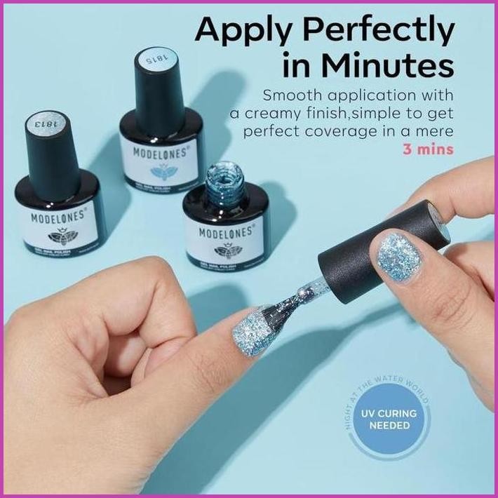 MODELONES GEL NAIL POLISH SET,MERMAID 6 PCS BLUE SILVER GLITTER GEL NAIL POLISH MINT GREEN SHIMMER N