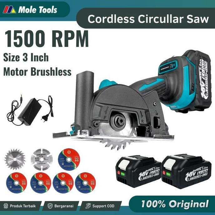 Kamolee Cordless Gergaji Mesin 3 Inch Circular Saw Gergaji Tangan Listrik untuk Potong Kayu - Mesin 