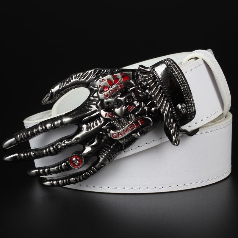 Sabuk Pria Tengkorak Kepala Besar Sabuk Cakar Kepribadian Trendy Santai Sabuk Celana Kepribadian