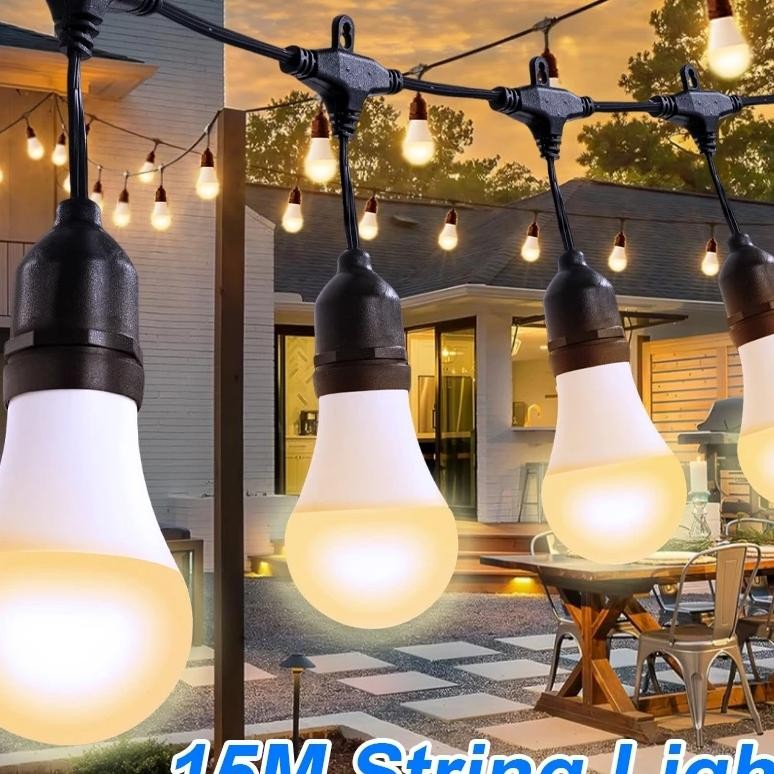 15 Meter Lampu Gantung Outdoor Led Kuning Lampu Bola Komplit Lampu Hias Lampu Cafe Outdoor Gantung