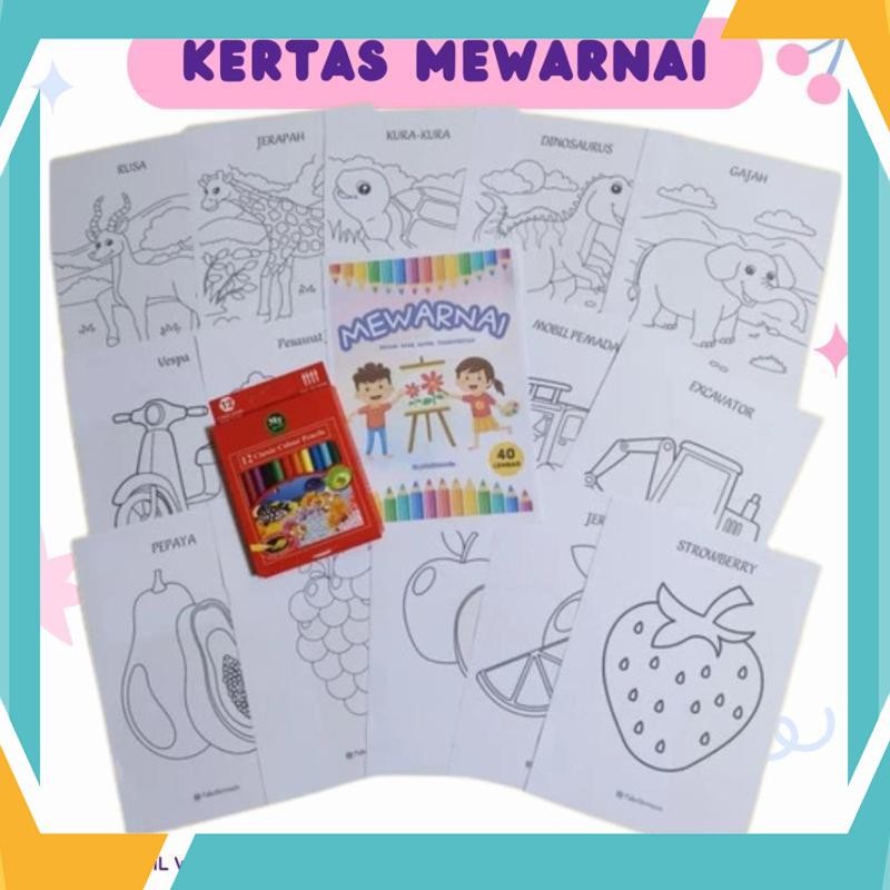 

Diskon 40 Lembar Kertas Mewarnai A5 (FREE pensil warna kecil) Karakter Tema OTY-45
