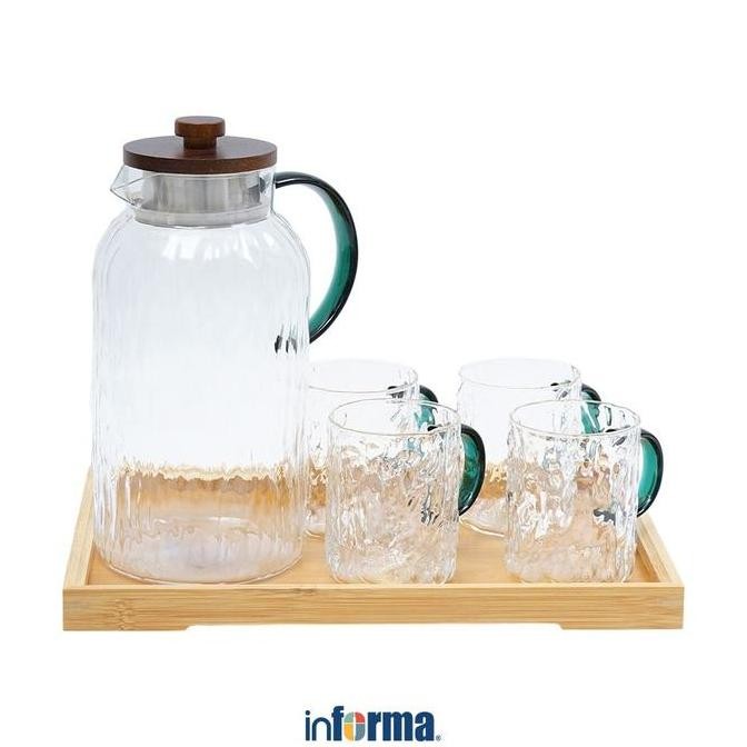 APPETITE 1.8 LTR JEZA SET 6 PCS TEKO MINUM & GELAS KACA DENGAN NAMPAN LJ
