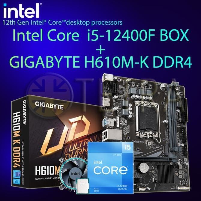 TERMURAH - [Bundle] Intel Core i5-12400F BOX + GIGABYTE H610M K DDR4 Motherboard