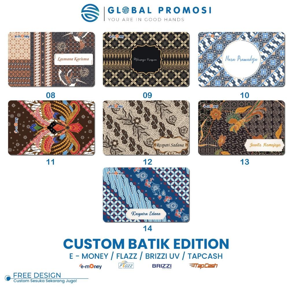 Termurah Emoney / Brizzi / Flazz Gen 2/ Tapcash / E-Toll Mandiri Custom Edition Batik Cetak Print Uv