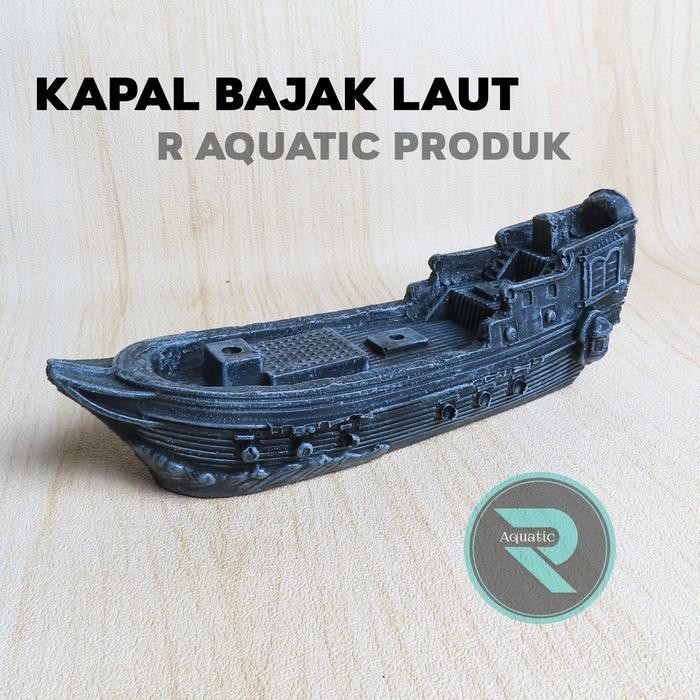 RAS ornamen kapal bajak laut tenggelam hiasan aquarium