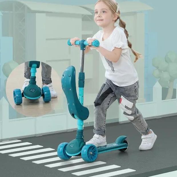 Skuter Otoped Anak Lipat 2in1 Roda 3 + Deker + Helm