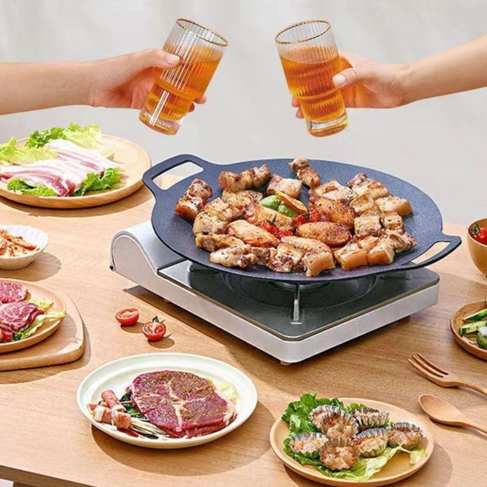 Bisa Cod Claiydream Panggangan Bbq Bulat Korean Grill Pan Plate / Wajan Kuali Panci Teflon Konduksi 