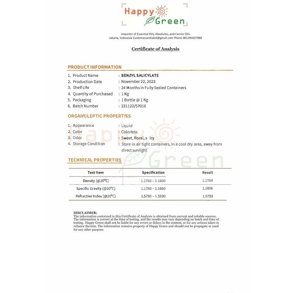 Max Aromatique Original Benzyl Salicylate - TOP Perfumist Grade