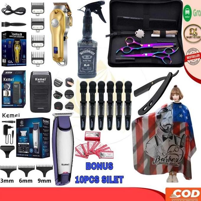 SET MESIN CUKUR ELEKTRIK GUNTING CUKUR RAMBUT Sisir CO
