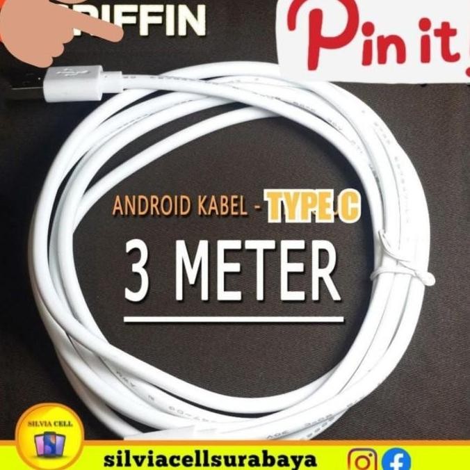 Griffin Kabel Data Universal 3 Meter Cable Usb Charger Hp tipe type c