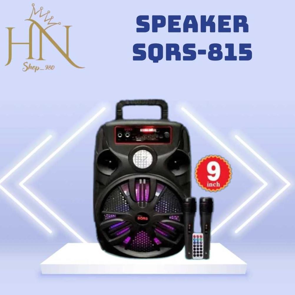 Speaker Bluetooth Portable Sqrs-885 Dan 815 Bass Sound Plus Mic Karoke 9In Led