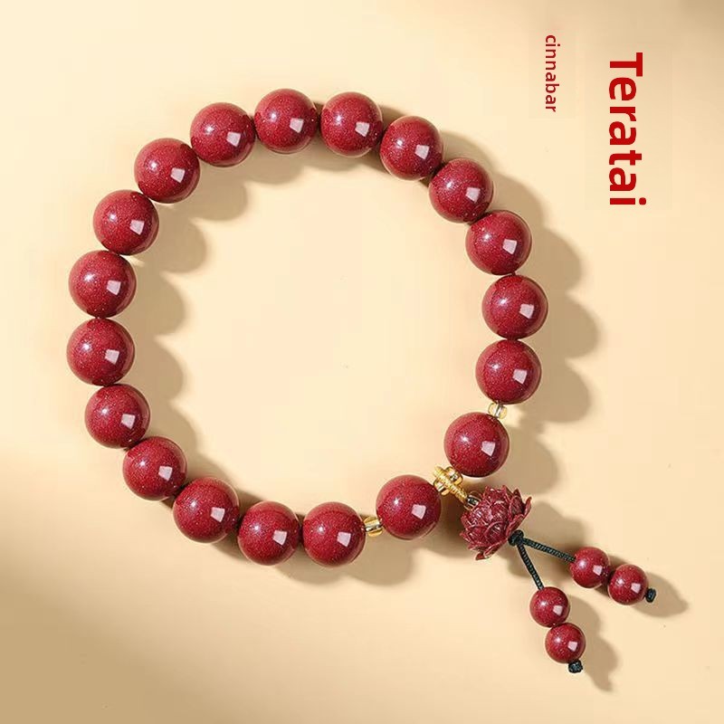 Gelang Cinnabar Alami Gelang Transfer Bunga Lotus Keberuntungan Amulet