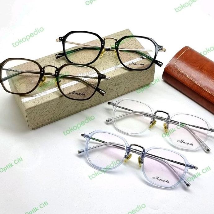 frame kacamata pria wanita original masada 2134 Vintage Titanium