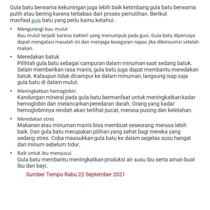 

Gula batu kristal kuning GULA SEHAT SERBA GUNA