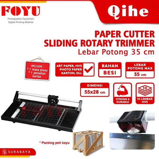 

Paper Cutter Sliding Rotary Trimmer Lebar 35 cm Pemotong