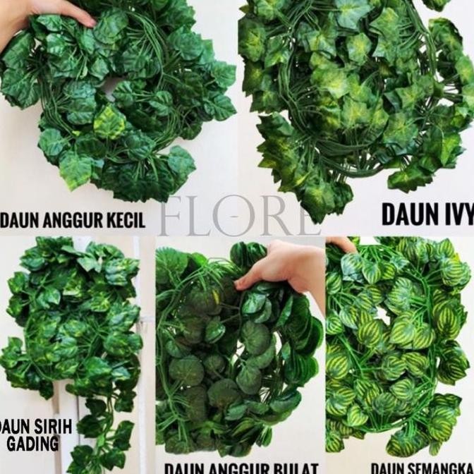 Daun Rambat Sulur 2,4 Meter/Daun Juntai Dekorasi/Daun Rambat Plastik 12pcs PREMIUM (NK-191)