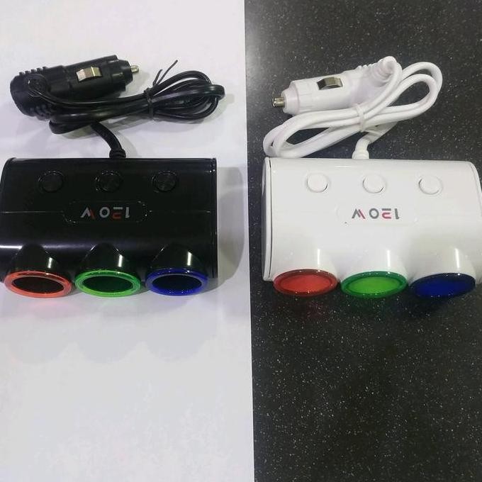 Pemantik Rokok On Off Charger Usb 120W Lampu Led 3 Lubang