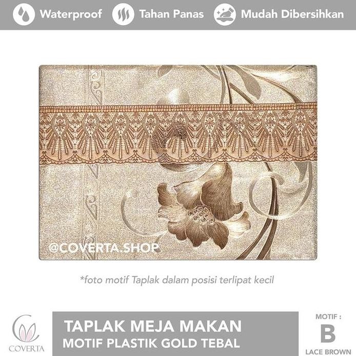 Premium Taplak Meja Makan Motif Plastik Gold Tebal