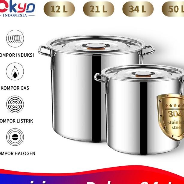 Stok Pot 30Cm Besar Tebal Panci Sup Tinggi Multifungsi Stainless 25Cm30Cm35Cm40Cm Panci Dandang Stai