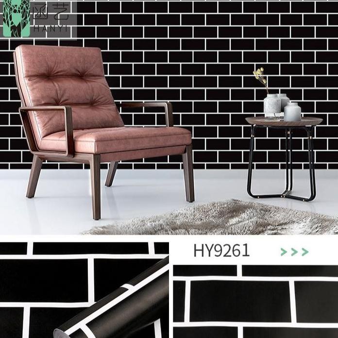 Top Wallpaper Dinding Bata Hitam Lis Putih