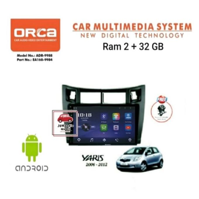 '' Head Unit Android Orca Eco 9 Inch Oem Yaris Bakpao 2005 Up + Kamera ''