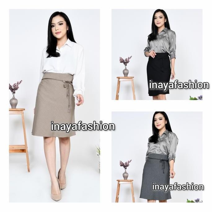 Df347>> Rok Pendek Hitam Rok Pendek Kerja Wanita Rok Line A