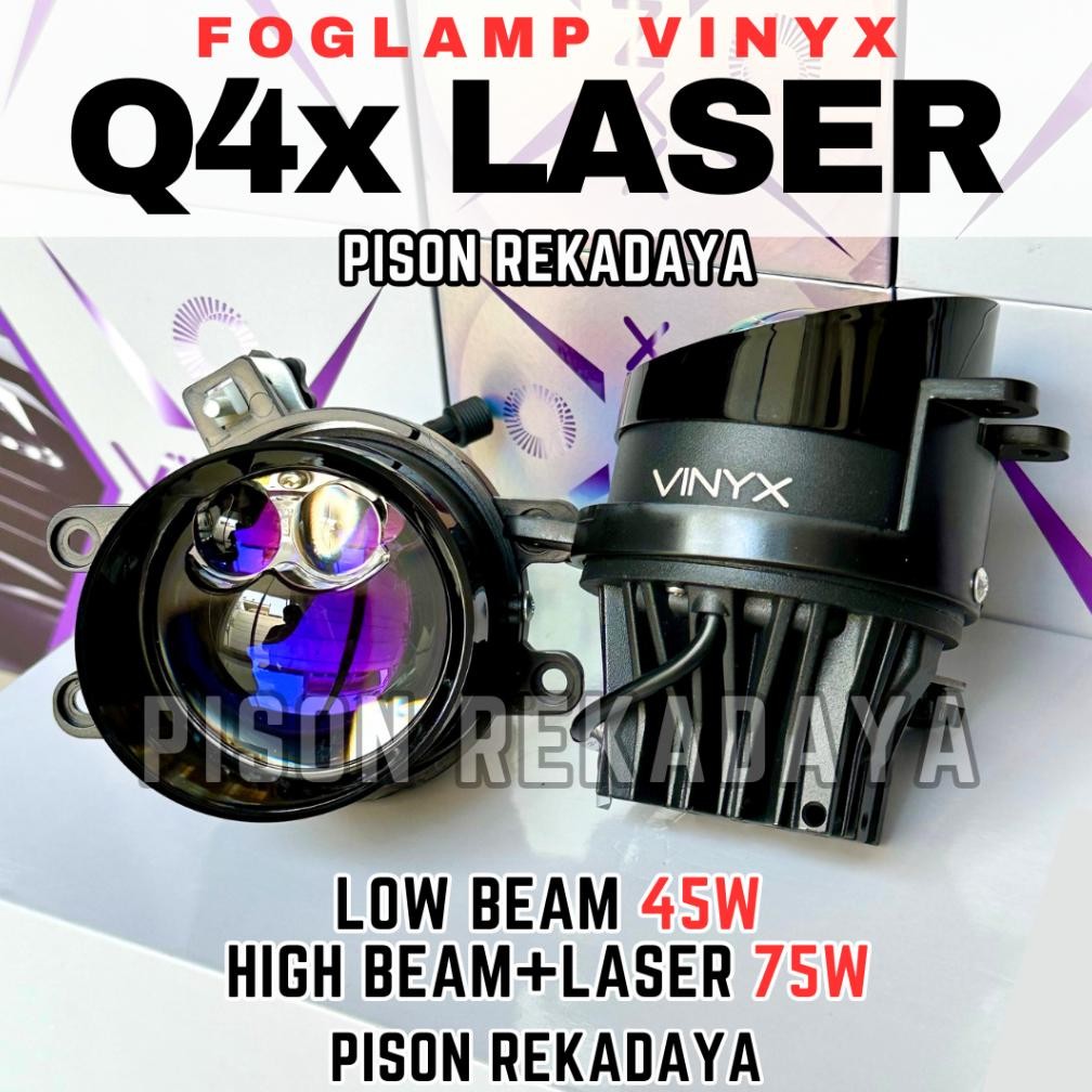Foglamp Projector Biled Vinyx Q4 Double Laser Q8X Led Q4X Lampu Kabut Mobil 7 Watt Q4 Laser 3 Inci