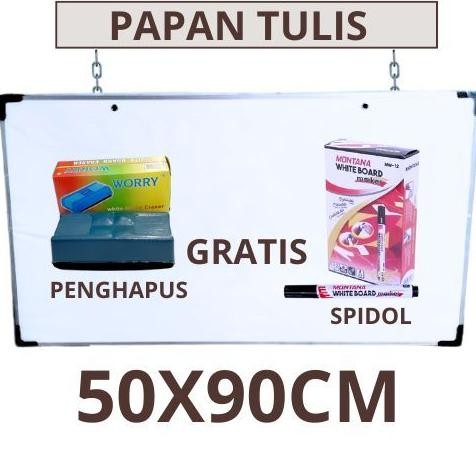 

Premium Papan Tulis Whiteboard 2 Sisi (Hitam & Putih) 50Cm X 90Cm Gratis Spidol Dan Penghapus Premium