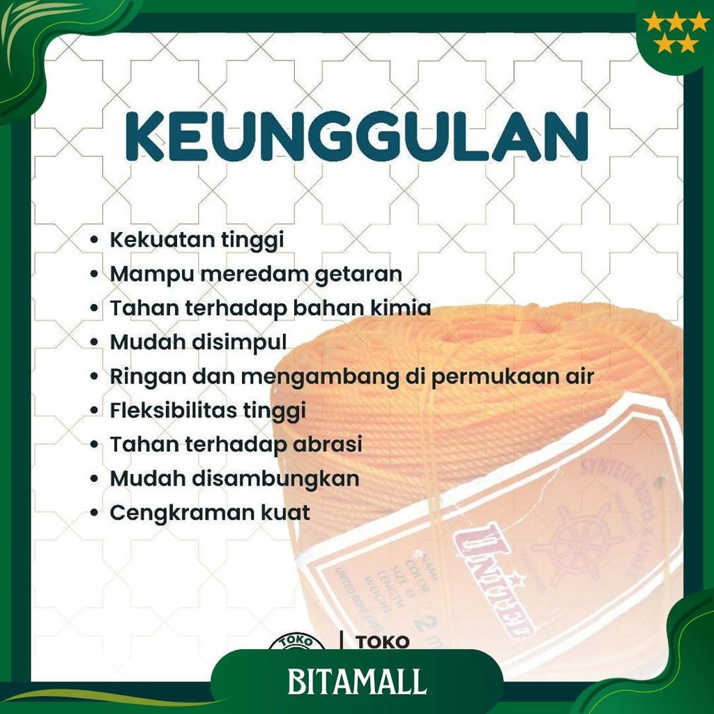 

Tali Tampar United Serbaguna Ukuran 1.5 Mm 1 Roll / Panjang 220 Meter Ori